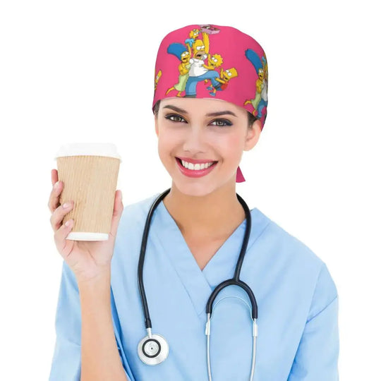 Gorro de trabajo ajustable personalizado con explosión cerebral, gorro quirúrgico de los Simpsons, gorro quirúrgico para enfermería, médico, cirujano, para Chef MedSurgery Store For Digital Health