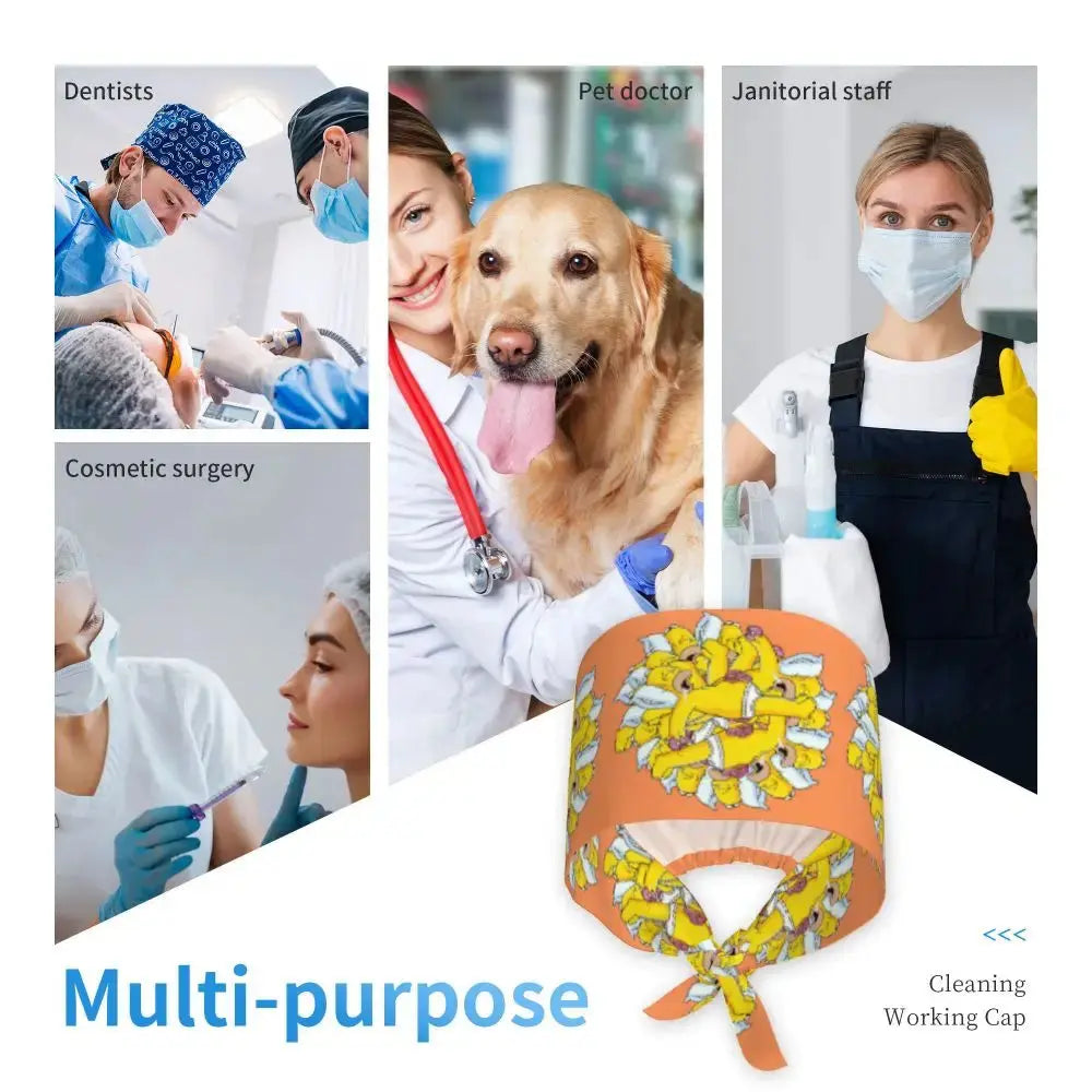 Personalizado The Simpsons Cartoon personal médico Scrubs Hat hombres mujeres médico enfermería gorro quirúrgico Scrub Caps MedSurgery Store For Digital Health