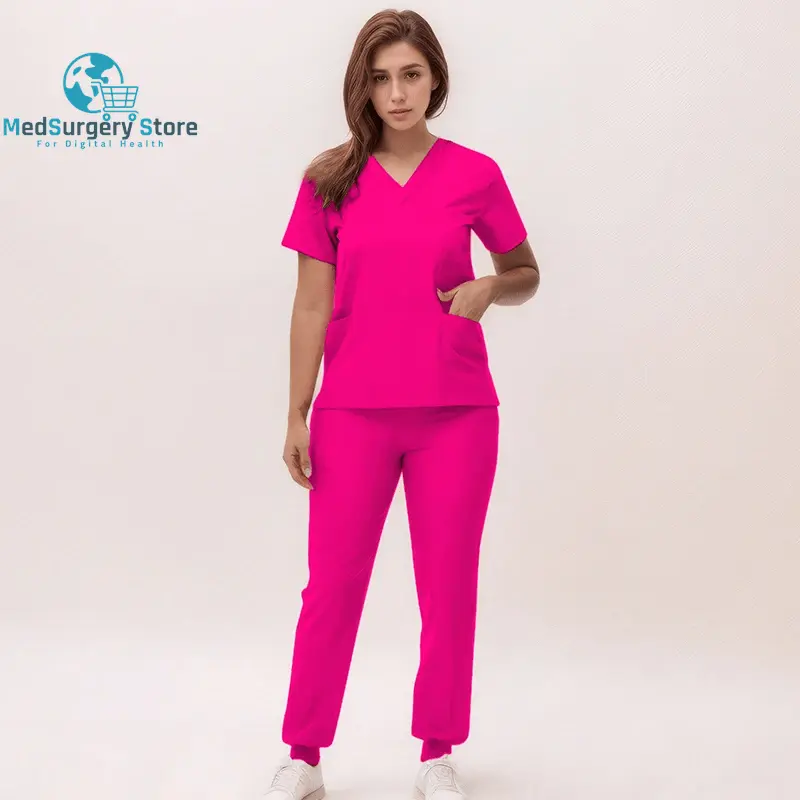 2025 New Nurse Uniforms V-Neck Top Jogger Pants Scrub Sets Surgical Workwear Dentist Nursing Suit Hospital Doctor Outfit S21