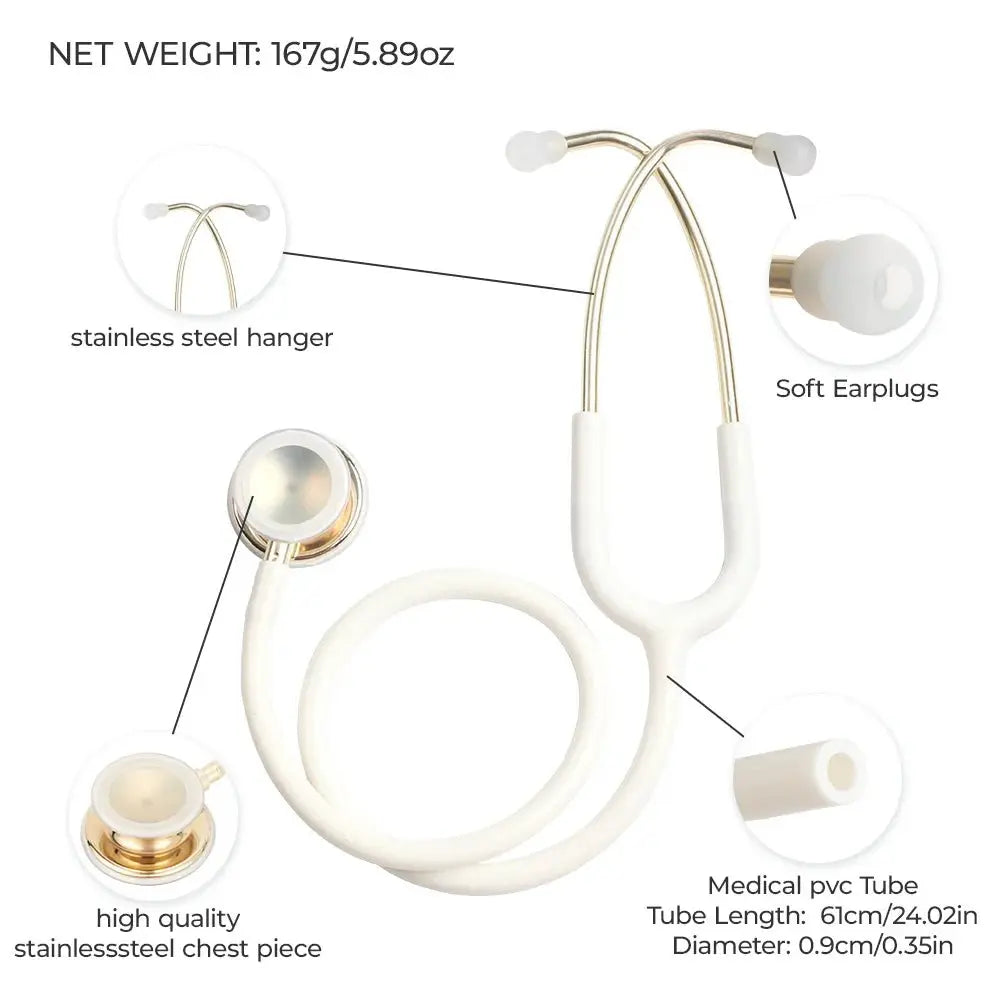 Estetoscopio médico de doble cara, profesional - Equipo médico.Equipo médicodsers - fulfillment - serviceMedSurgery Store For Digital Health1005009192649741 - White - Light Gold - United StatesWhite - Light GoldEstados UnidosEstetoscopio médico de doble cara, profesional - Equipo médico.