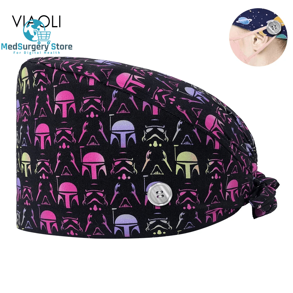 New Scrub Nurse Hat Floral Bouffant Cap Fashion Multicolor Nurse Scrub Caps Adjustable Bandage Turban Surgical Doctor Nurse Hats