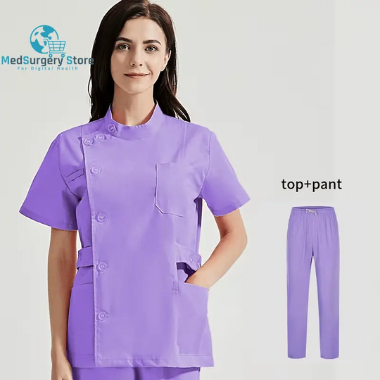 Niaahinn Health Services Scrubs Set Uniforms V-Neck Beauty Salon Work Uniform Women Sets Pet Grooming Institution Scrubs Coat