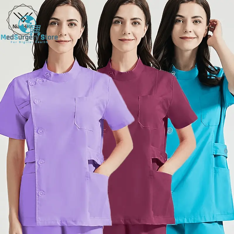 Niaahinn Health Services Scrubs Set Uniforms V-Neck Beauty Salon Work Uniform Women Sets Pet Grooming Institution Scrubs Coat