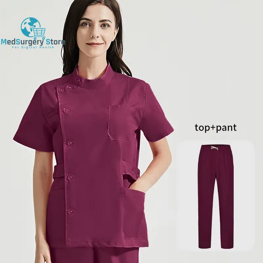 Niaahinn Health Services Scrubs Set Uniforms V-Neck Beauty Salon Work Uniform Women Sets Pet Grooming Institution Scrubs Coat