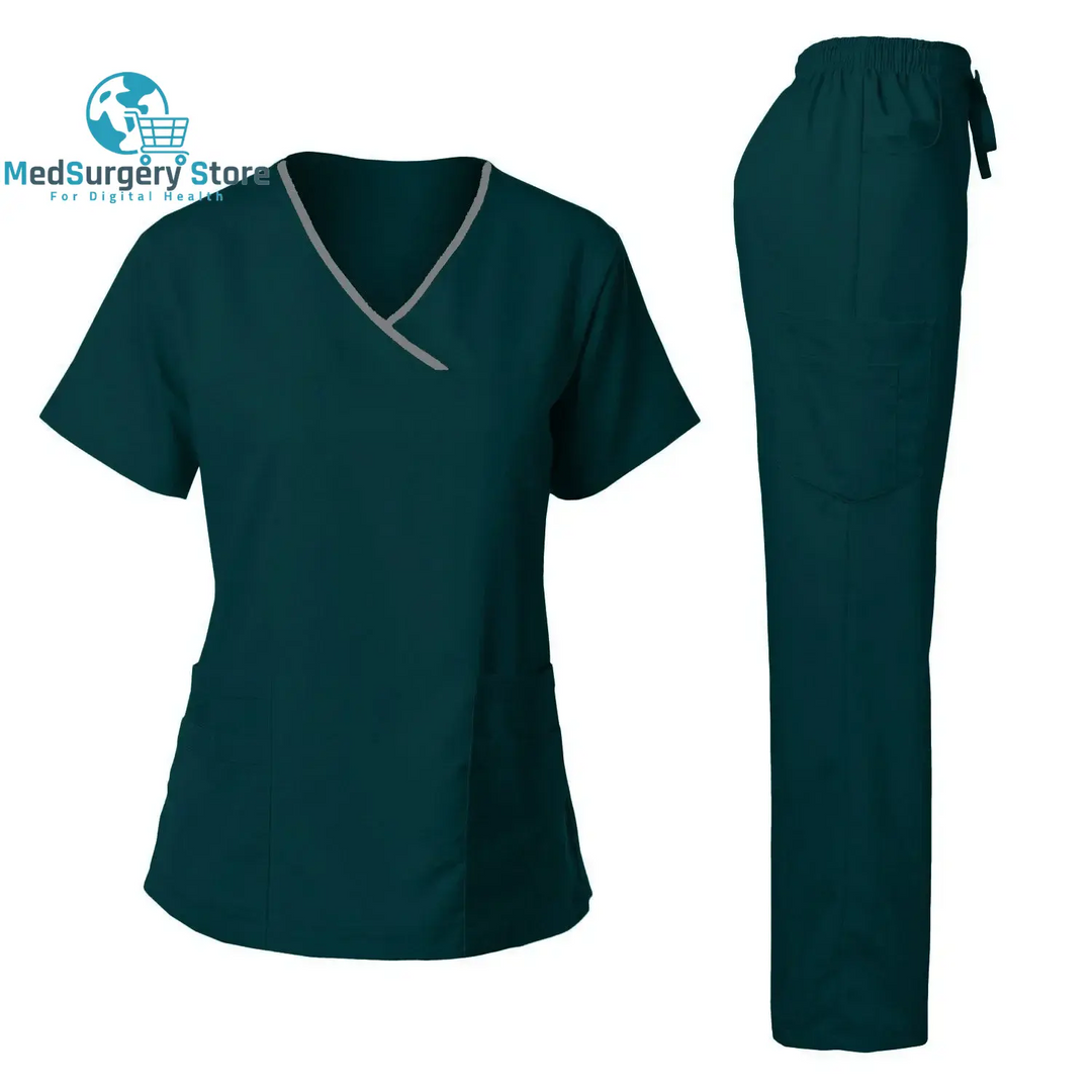 High Quality Surgical Uniform Woman Hospital Clinical Beauty Salon Spa Tops and Pants Medical Women Nursing Scrub Uniforms Sets