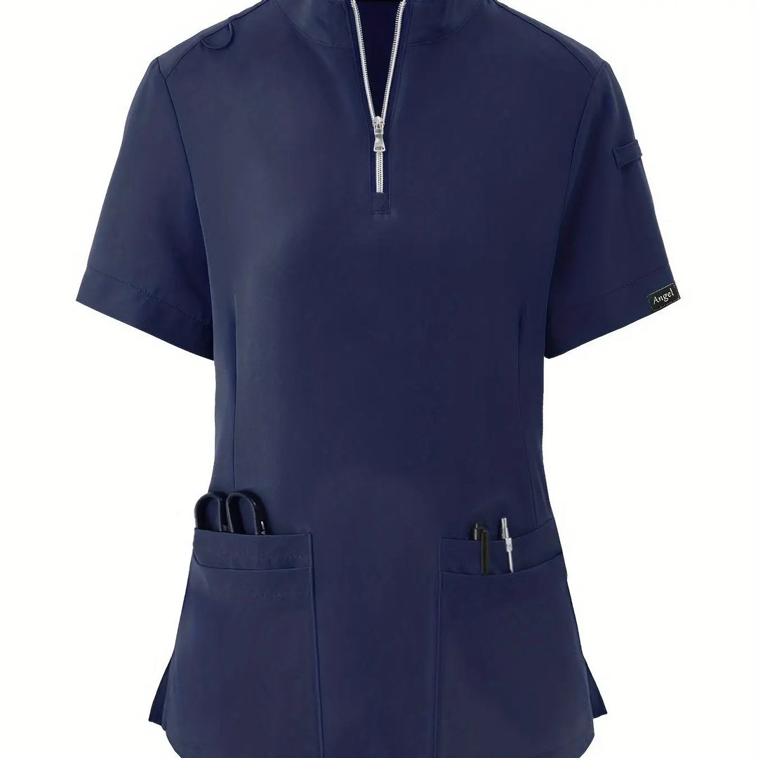 Stretchy Comfort Nurse Top - Soft, Breathable, Zipper Front, Short Sleeve, Relaxed Fit Health Care Uniform for Women - Ideal for Medical ProfessionalsMedSurgery Store For Digital HealthMedSurgery Store For Digital Health601099564070018 - Navy Blue - S(4)Navy BlueS(4)Stretchy Comfort Nurse Top - Soft, Breathable, Zipper Front, Short Sleeve, Relaxed Fit Health Care Uniform for Women - Ideal for Medical Professionals