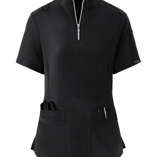 Stretchy Comfort Nurse Top - Soft, Breathable, Zipper Front, Short Sleeve, Relaxed Fit Health Care Uniform for Women - Ideal for Medical ProfessionalsMedSurgery Store For Digital HealthMedSurgery Store For Digital Health601099564070018 - Black - S(4)BlackS(4)Stretchy Comfort Nurse Top - Soft, Breathable, Zipper Front, Short Sleeve, Relaxed Fit Health Care Uniform for Women - Ideal for Medical Professionals