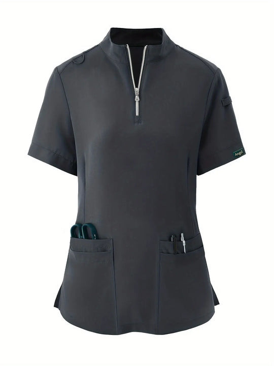 Stretchy Comfort Nurse Top - Soft, Breathable, Zipper Front, Short Sleeve, Relaxed Fit Health Care Uniform for Women - Ideal for Medical ProfessionalsMedSurgery Store For Digital HealthMedSurgery Store For Digital Health601099564070018 - Navy Blue - S(4)Navy BlueS(4)Stretchy Comfort Nurse Top - Soft, Breathable, Zipper Front, Short Sleeve, Relaxed Fit Health Care Uniform for Women - Ideal for Medical Professionals