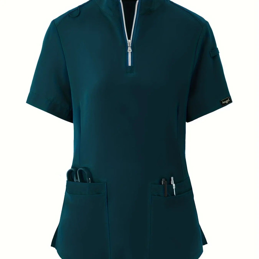 Stretchy Comfort Nurse Top - Soft, Breathable, Zipper Front, Short Sleeve, Relaxed Fit Health Care Uniform for Women - Ideal for Medical ProfessionalsMedSurgery Store For Digital HealthMedSurgery Store For Digital Health601099564070018 - Sea Blue - S(4)Sea BlueS(4)Stretchy Comfort Nurse Top - Soft, Breathable, Zipper Front, Short Sleeve, Relaxed Fit Health Care Uniform for Women - Ideal for Medical Professionals