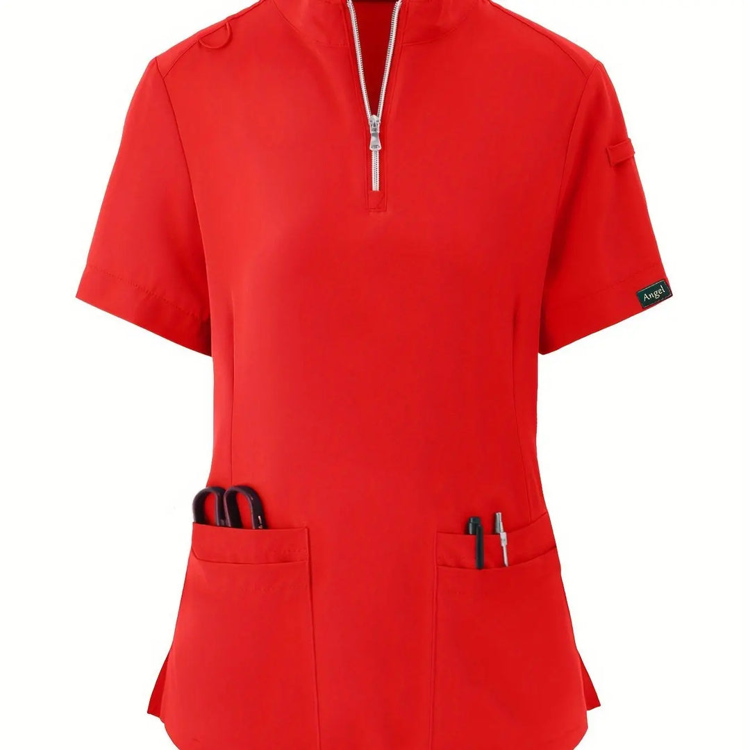 Stretchy Comfort Nurse Top - Soft, Breathable, Zipper Front, Short Sleeve, Relaxed Fit Health Care Uniform for Women - Ideal for Medical ProfessionalsMedSurgery Store For Digital HealthMedSurgery Store For Digital Health601099564070018 - Watermelon Red - S(4)Watermelon RedS(4)Stretchy Comfort Nurse Top - Soft, Breathable, Zipper Front, Short Sleeve, Relaxed Fit Health Care Uniform for Women - Ideal for Medical Professionals