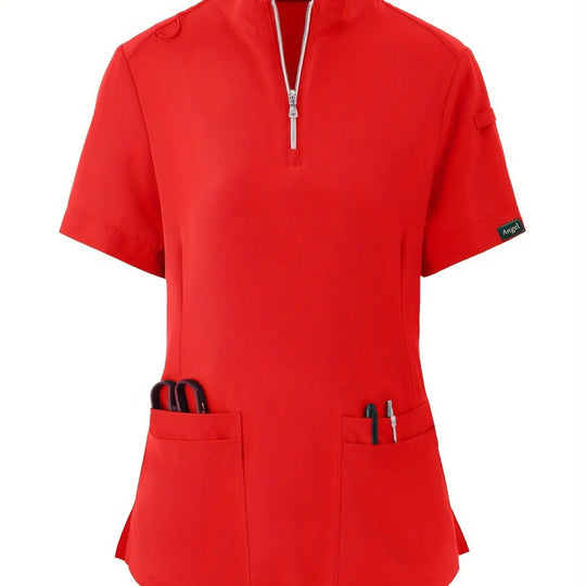 Stretchy Comfort Nurse Top - Soft, Breathable, Zipper Front, Short Sleeve, Relaxed Fit Health Care Uniform for Women - Ideal for Medical ProfessionalsMedSurgery Store For Digital HealthMedSurgery Store For Digital Health601099564070018 - Watermelon Red - S(4)Watermelon RedS(4)Stretchy Comfort Nurse Top - Soft, Breathable, Zipper Front, Short Sleeve, Relaxed Fit Health Care Uniform for Women - Ideal for Medical Professionals