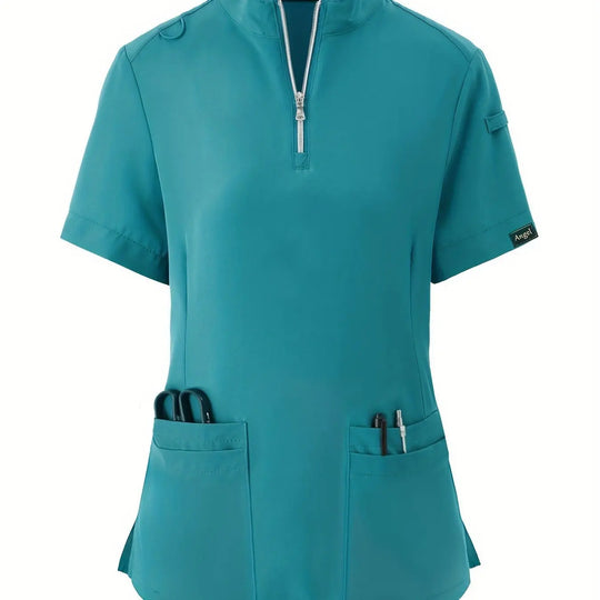 Stretchy Comfort Nurse Top - Soft, Breathable, Zipper Front, Short Sleeve, Relaxed Fit Health Care Uniform for Women - Ideal for Medical ProfessionalsMedSurgery Store For Digital HealthMedSurgery Store For Digital Health601099564070018 - Malachite Green - S(4)Malachite GreenS(4)Stretchy Comfort Nurse Top - Soft, Breathable, Zipper Front, Short Sleeve, Relaxed Fit Health Care Uniform for Women - Ideal for Medical Professionals