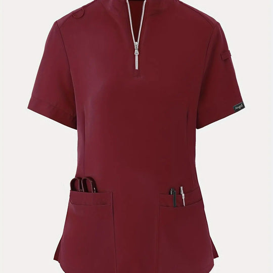 Stretchy Comfort Nurse Top - Soft, Breathable, Zipper Front, Short Sleeve, Relaxed Fit Health Care Uniform for Women - Ideal for Medical ProfessionalsMedSurgery Store For Digital HealthMedSurgery Store For Digital Health601099564070018 - Burgundy - S(4)BurgundyS(4)Stretchy Comfort Nurse Top - Soft, Breathable, Zipper Front, Short Sleeve, Relaxed Fit Health Care Uniform for Women - Ideal for Medical Professionals