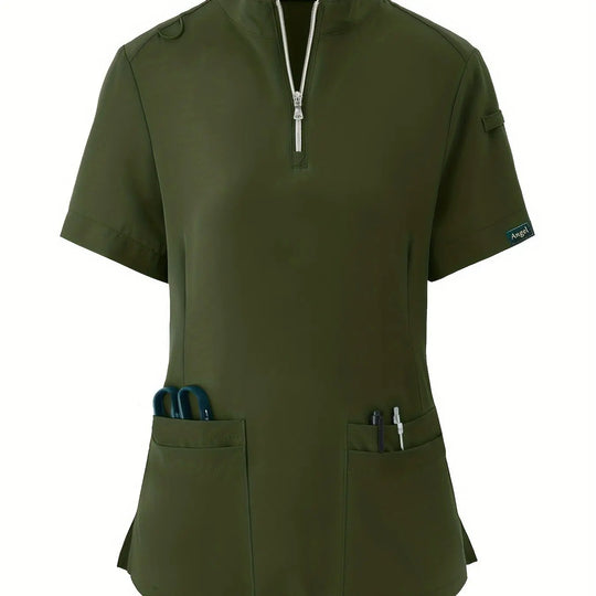 Stretchy Comfort Nurse Top - Soft, Breathable, Zipper Front, Short Sleeve, Relaxed Fit Health Care Uniform for Women - Ideal for Medical ProfessionalsMedSurgery Store For Digital HealthMedSurgery Store For Digital Health601099564070018 - Olive Green - S(4)Olive GreenS(4)Stretchy Comfort Nurse Top - Soft, Breathable, Zipper Front, Short Sleeve, Relaxed Fit Health Care Uniform for Women - Ideal for Medical Professionals