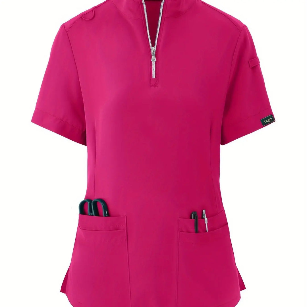 Stretchy Comfort Nurse Top - Soft, Breathable, Zipper Front, Short Sleeve, Relaxed Fit Health Care Uniform for Women - Ideal for Medical ProfessionalsMedSurgery Store For Digital HealthMedSurgery Store For Digital Health601099564070018 - Rose Red - S(4)Rose RedS(4)Stretchy Comfort Nurse Top - Soft, Breathable, Zipper Front, Short Sleeve, Relaxed Fit Health Care Uniform for Women - Ideal for Medical Professionals