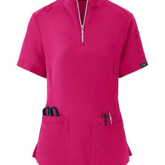 Stretchy Comfort Nurse Top - Soft, Breathable, Zipper Front, Short Sleeve, Relaxed Fit Health Care Uniform for Women - Ideal for Medical ProfessionalsMedSurgery Store For Digital HealthMedSurgery Store For Digital Health601099564070018 - Rose Red - S(4)Rose RedS(4)Stretchy Comfort Nurse Top - Soft, Breathable, Zipper Front, Short Sleeve, Relaxed Fit Health Care Uniform for Women - Ideal for Medical Professionals