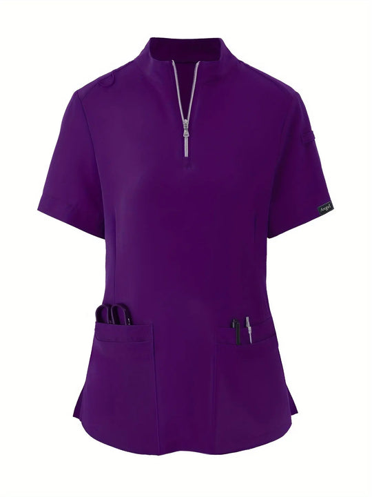 Stretchy Comfort Nurse Top - Soft, Breathable, Zipper Front, Short Sleeve, Relaxed Fit Health Care Uniform for Women - Ideal for Medical ProfessionalsMedSurgery Store For Digital HealthMedSurgery Store For Digital Health601099564070018 - Navy Blue - S(4)Navy BlueS(4)Stretchy Comfort Nurse Top - Soft, Breathable, Zipper Front, Short Sleeve, Relaxed Fit Health Care Uniform for Women - Ideal for Medical Professionals