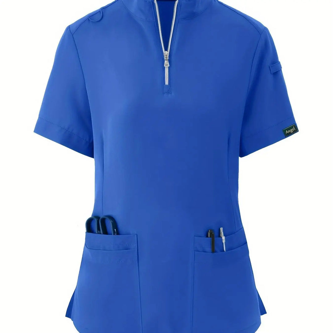 Stretchy Comfort Nurse Top - Soft, Breathable, Zipper Front, Short Sleeve, Relaxed Fit Health Care Uniform for Women - Ideal for Medical ProfessionalsMedSurgery Store For Digital HealthMedSurgery Store For Digital Health601099564070018 - Vibrant Blue - S(4)Vibrant BlueS(4)Stretchy Comfort Nurse Top - Soft, Breathable, Zipper Front, Short Sleeve, Relaxed Fit Health Care Uniform for Women - Ideal for Medical Professionals