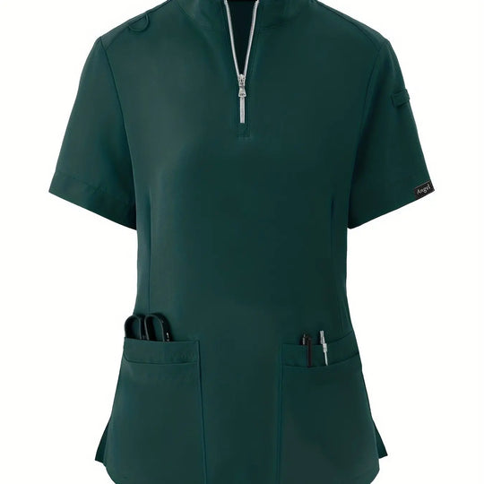 Stretchy Comfort Nurse Top - Soft, Breathable, Zipper Front, Short Sleeve, Relaxed Fit Health Care Uniform for Women - Ideal for Medical ProfessionalsMedSurgery Store For Digital HealthMedSurgery Store For Digital Health601099564070018 - Dark Green - S(4)Dark GreenS(4)Stretchy Comfort Nurse Top - Soft, Breathable, Zipper Front, Short Sleeve, Relaxed Fit Health Care Uniform for Women - Ideal for Medical Professionals