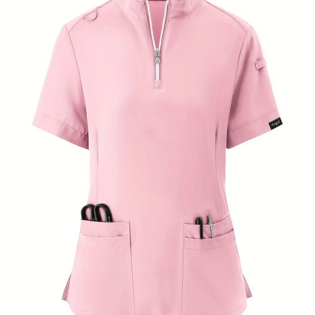 Stretchy Comfort Nurse Top - Soft, Breathable, Zipper Front, Short Sleeve, Relaxed Fit Health Care Uniform for Women - Ideal for Medical ProfessionalsMedSurgery Store For Digital HealthMedSurgery Store For Digital Health601099564070018 - Pink Color - S(4)Pink ColorS(4)Stretchy Comfort Nurse Top - Soft, Breathable, Zipper Front, Short Sleeve, Relaxed Fit Health Care Uniform for Women - Ideal for Medical Professionals
