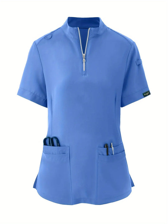 Stretchy Comfort Nurse Top - Soft, Breathable, Zipper Front, Short Sleeve, Relaxed Fit Health Care Uniform for Women - Ideal for Medical ProfessionalsMedSurgery Store For Digital HealthMedSurgery Store For Digital Health601099564070018 - Navy Blue - S(4)Navy BlueS(4)Stretchy Comfort Nurse Top - Soft, Breathable, Zipper Front, Short Sleeve, Relaxed Fit Health Care Uniform for Women - Ideal for Medical Professionals