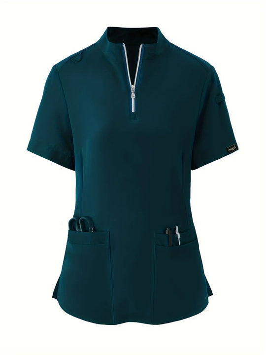 Stretchy Comfort Nurse Top - Soft, Breathable, Zipper Front, Short Sleeve, Relaxed Fit Health Care Uniform for Women - Ideal for Medical ProfessionalsMedSurgery Store For Digital HealthMedSurgery Store For Digital Health601099564070018 - Navy Blue - S(4)Navy BlueS(4)Stretchy Comfort Nurse Top - Soft, Breathable, Zipper Front, Short Sleeve, Relaxed Fit Health Care Uniform for Women - Ideal for Medical Professionals