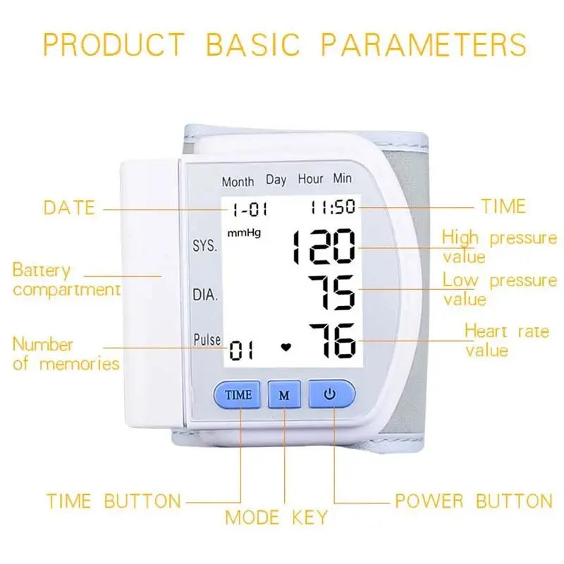 Tensiometro Digital para salud, esfigmomanómetro médico BP, manguito de muñeca, Monitor Digital de presión arterial, medidor de pulso y ritmo cardíacodsers - fulfillment - serviceMedSurgery Store For Digital Health1005009640548799 - WHITEBlancoTensiometro Digital para salud, esfigmomanómetro médico BP, manguito de muñeca, Monitor Digital de presión arterial, medidor de pulso y ritmo cardíaco