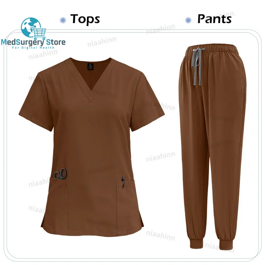 Medical Scrub Nursing Surgical Gown High Quality Elastic Scrub Healthcare Pharmacy Solid Color Uniform Wholesale Workwear Unisex