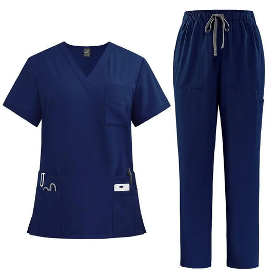 Women's Professional Medical Scrub Set - Comfort Fit, V - Neck Top with Pockets & Straight Leg Pants for Doctors and Nursesdsers - fulfillment - serviceMedSurgery Store For Digital Health601099614988804 - Navy blue - SNavy blueSWomen's Professional Medical Scrub Set - Comfort Fit, V - Neck Top with Pockets & Straight Leg Pants for Doctors and Nurses