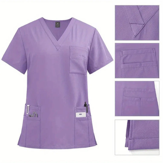 Women's Professional Medical Scrub Set - Comfort Fit, V - Neck Top with Pockets & Straight Leg Pants for Doctors and Nursesdsers - fulfillment - serviceMedSurgery Store For Digital Health601099614988804 - Black - SBlackSWomen's Professional Medical Scrub Set - Comfort Fit, V - Neck Top with Pockets & Straight Leg Pants for Doctors and Nurses