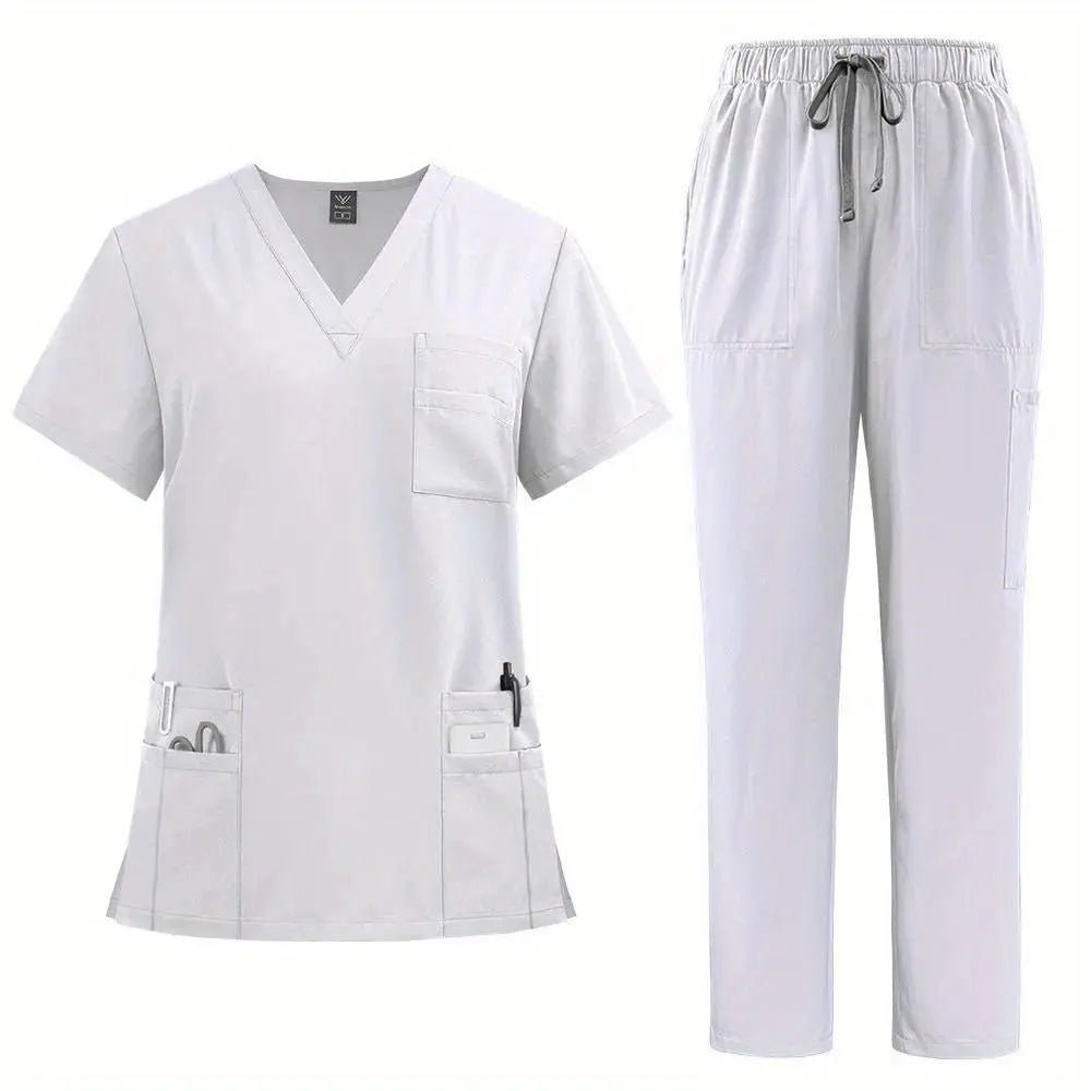 Women's Professional Medical Scrub Set - Comfort Fit, V - Neck Top with Pockets & Straight Leg Pants for Doctors and Nursesdsers - fulfillment - serviceMedSurgery Store For Digital Health601099614988804 - Black - SBlackSWomen's Professional Medical Scrub Set - Comfort Fit, V - Neck Top with Pockets & Straight Leg Pants for Doctors and Nurses