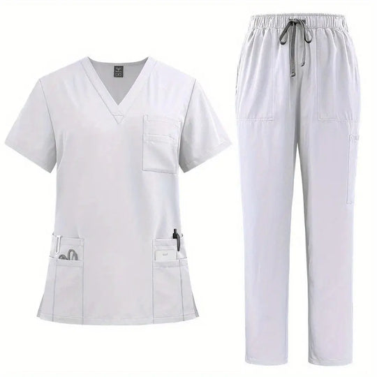 Women's Professional Medical Scrub Set - Comfort Fit, V - Neck Top with Pockets & Straight Leg Pants for Doctors and Nursesdsers - fulfillment - serviceMedSurgery Store For Digital Health601099614988804 - Black - SBlackSWomen's Professional Medical Scrub Set - Comfort Fit, V - Neck Top with Pockets & Straight Leg Pants for Doctors and Nurses