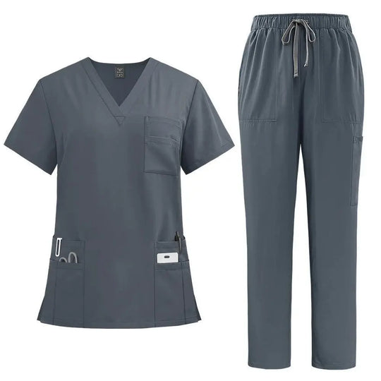 Women's Professional Medical Scrub Set - Comfort Fit, V - Neck Top with Pockets & Straight Leg Pants for Doctors and Nursesdsers - fulfillment - serviceMedSurgery Store For Digital Health601099614988804 - Black - SBlackSWomen's Professional Medical Scrub Set - Comfort Fit, V - Neck Top with Pockets & Straight Leg Pants for Doctors and Nurses