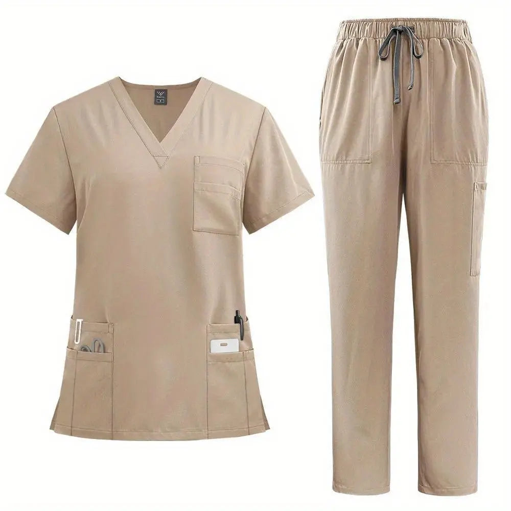 Women's Professional Medical Scrub Set - Comfort Fit, V - Neck Top with Pockets & Straight Leg Pants for Doctors and Nursesdsers - fulfillment - serviceMedSurgery Store For Digital Health601099614988804 - Black - SBlackSWomen's Professional Medical Scrub Set - Comfort Fit, V - Neck Top with Pockets & Straight Leg Pants for Doctors and Nurses