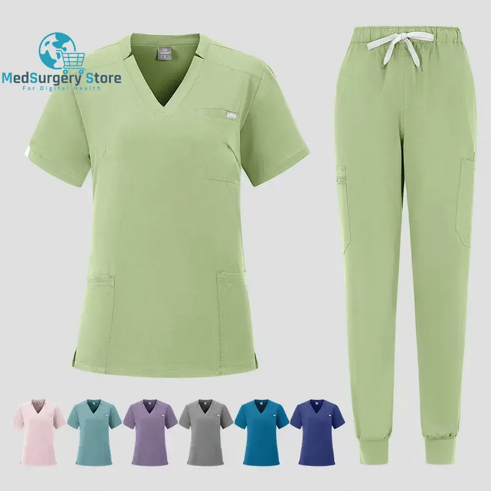 Short Sleeve Doctor Accessories Hospital Stylish Female Womens Stretch Medical Scrubs Nurse Uniform Medicals Spa Women Uniforms